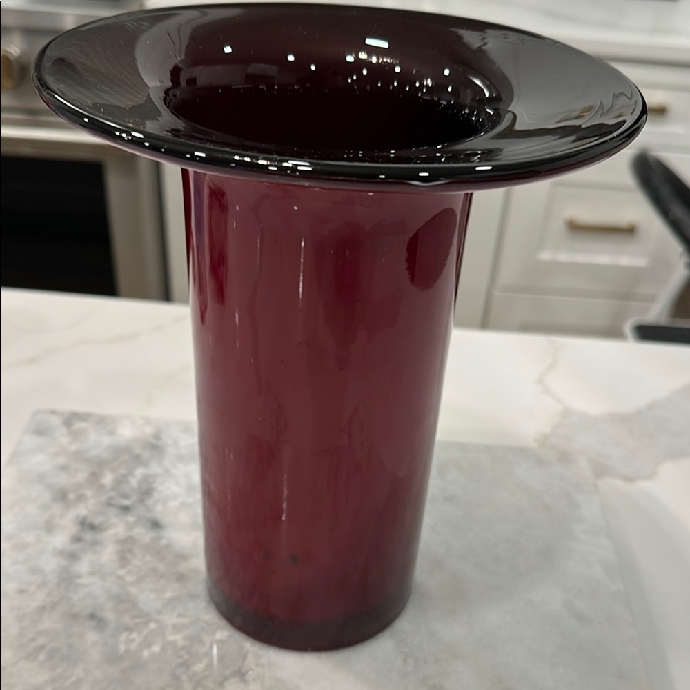 RARE FLARE VASE Elegant Dark Red 10’H 8.25” Flare - Picture 3 of 10